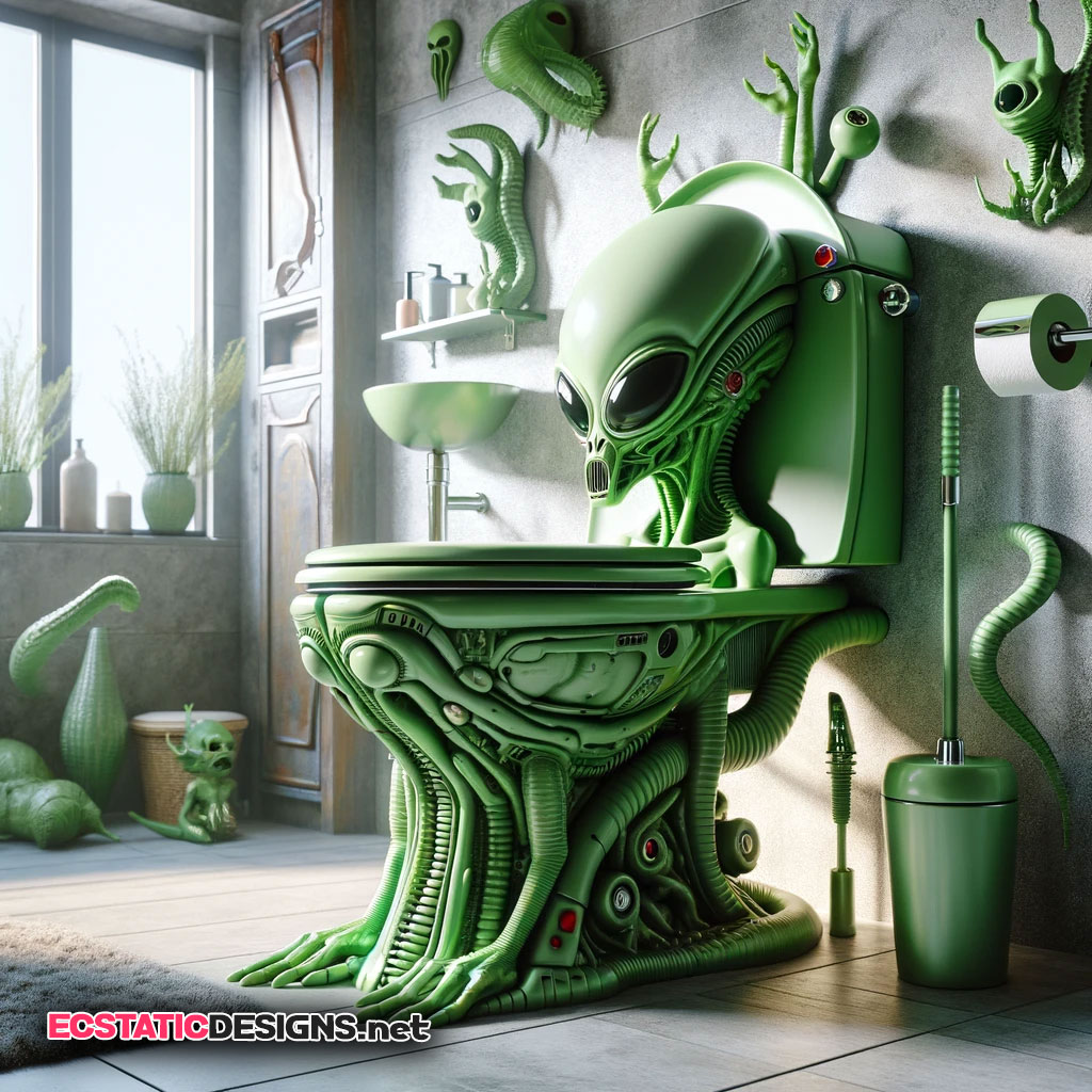 freaky green alien toilet