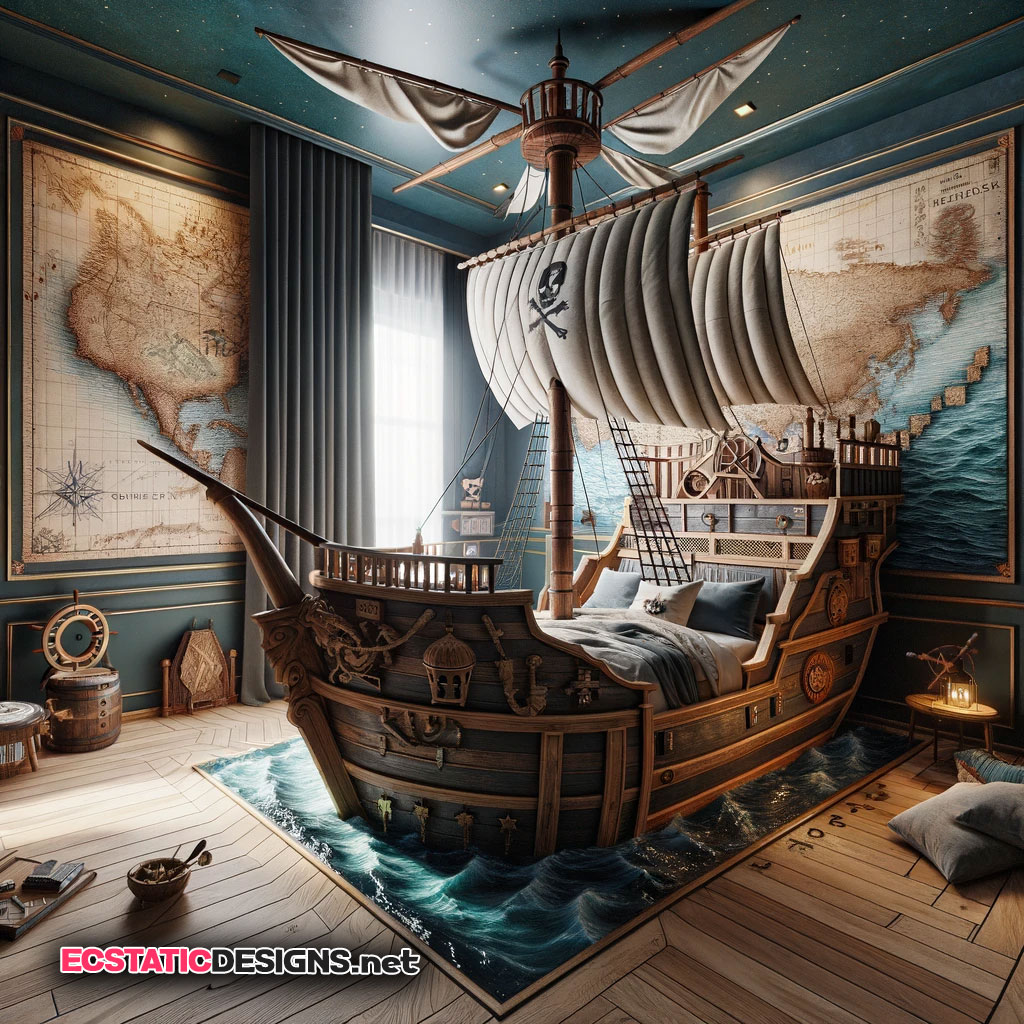 pirate bed sailing in bedroom