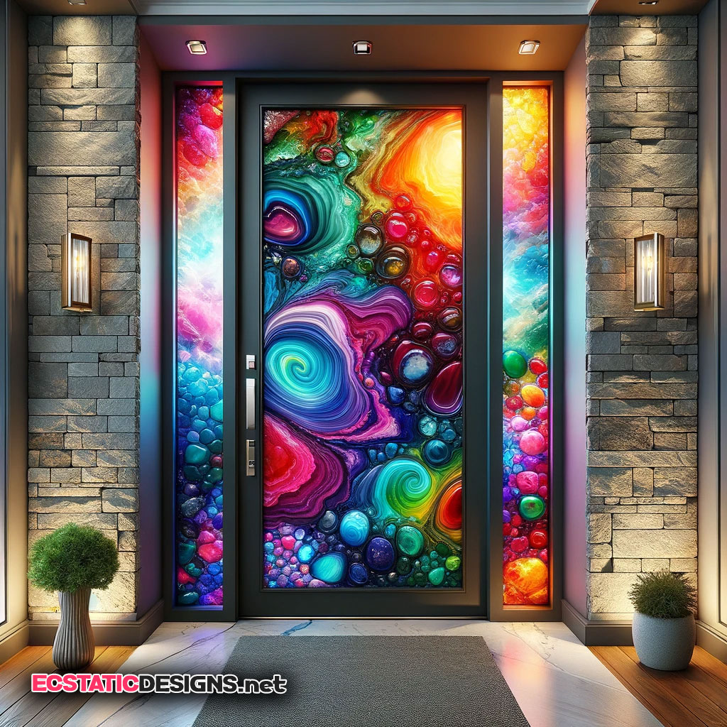 rainbow vibrant front entry door