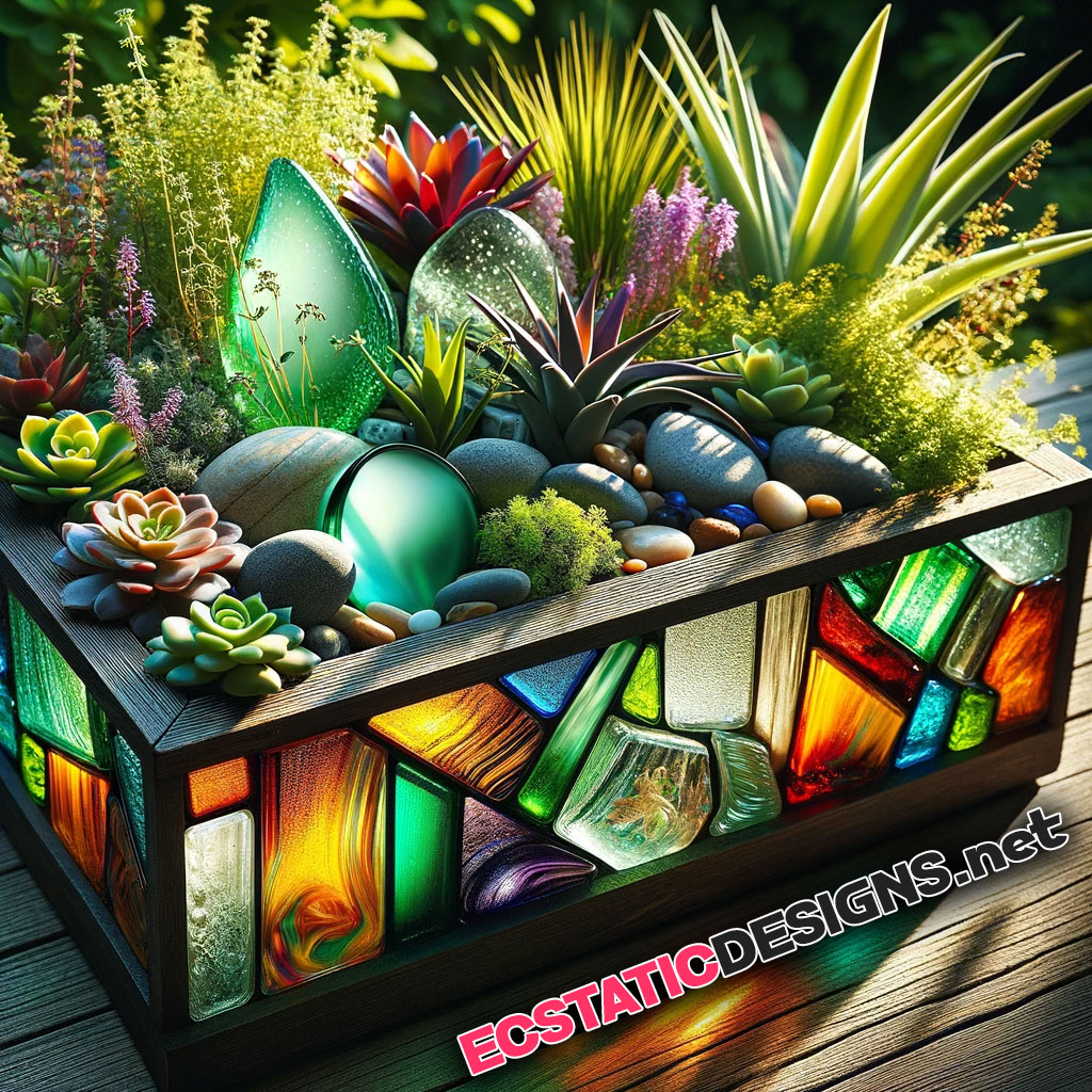 unique glass stone planter box