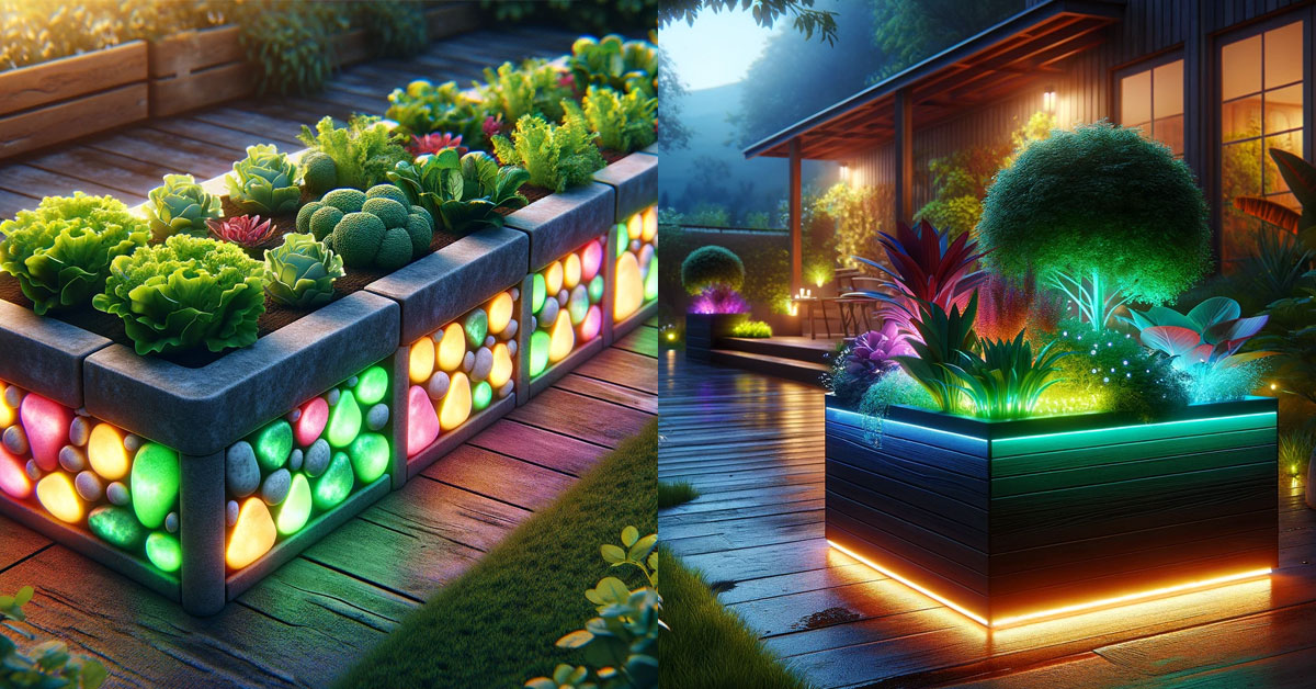 vibrant glowing planter boxes