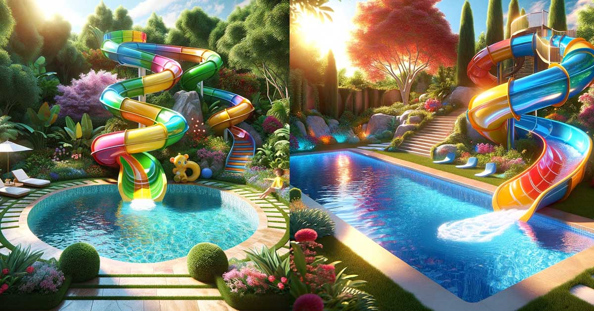 beautiful colorful backyard playsets with pools