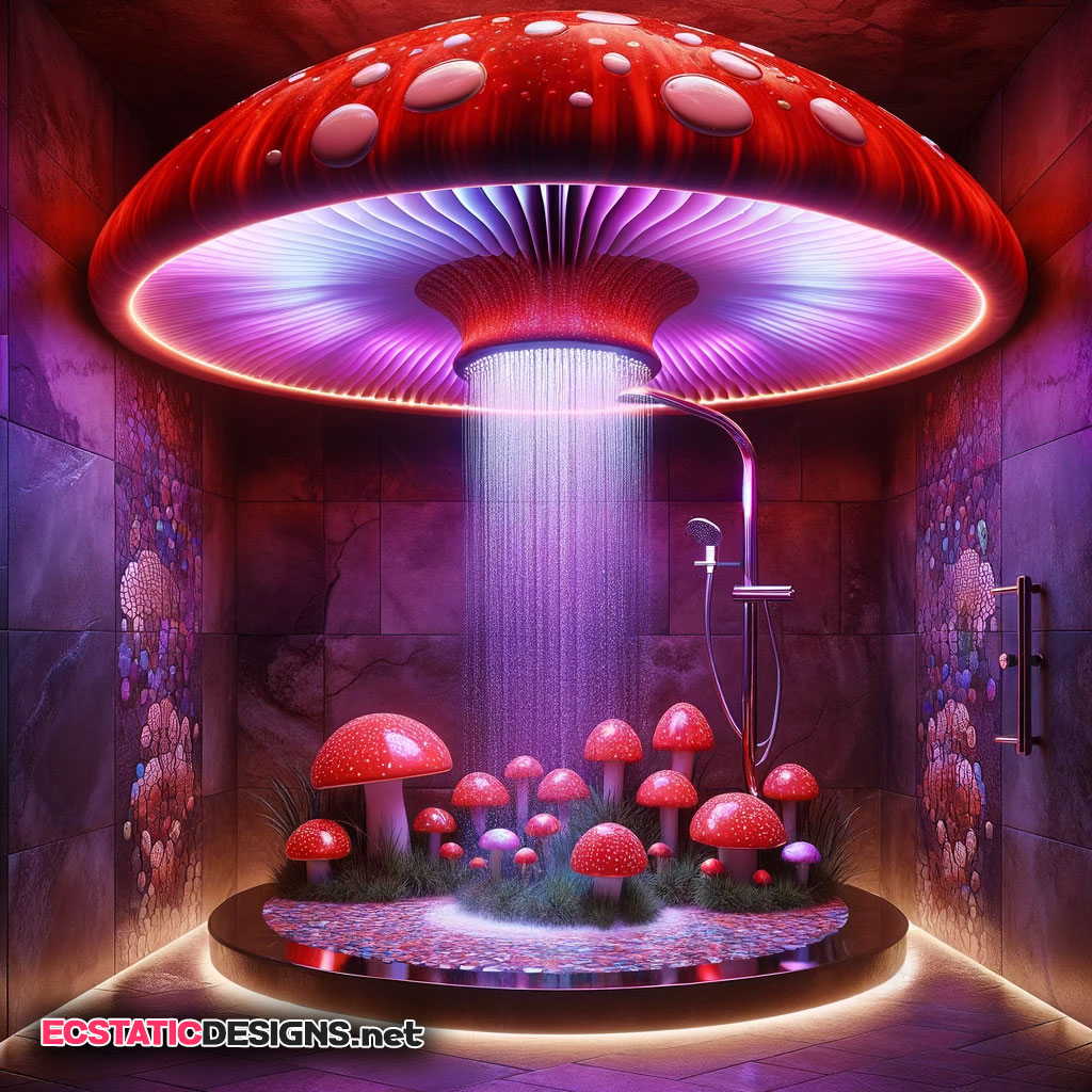 mushroom shower with LEDs