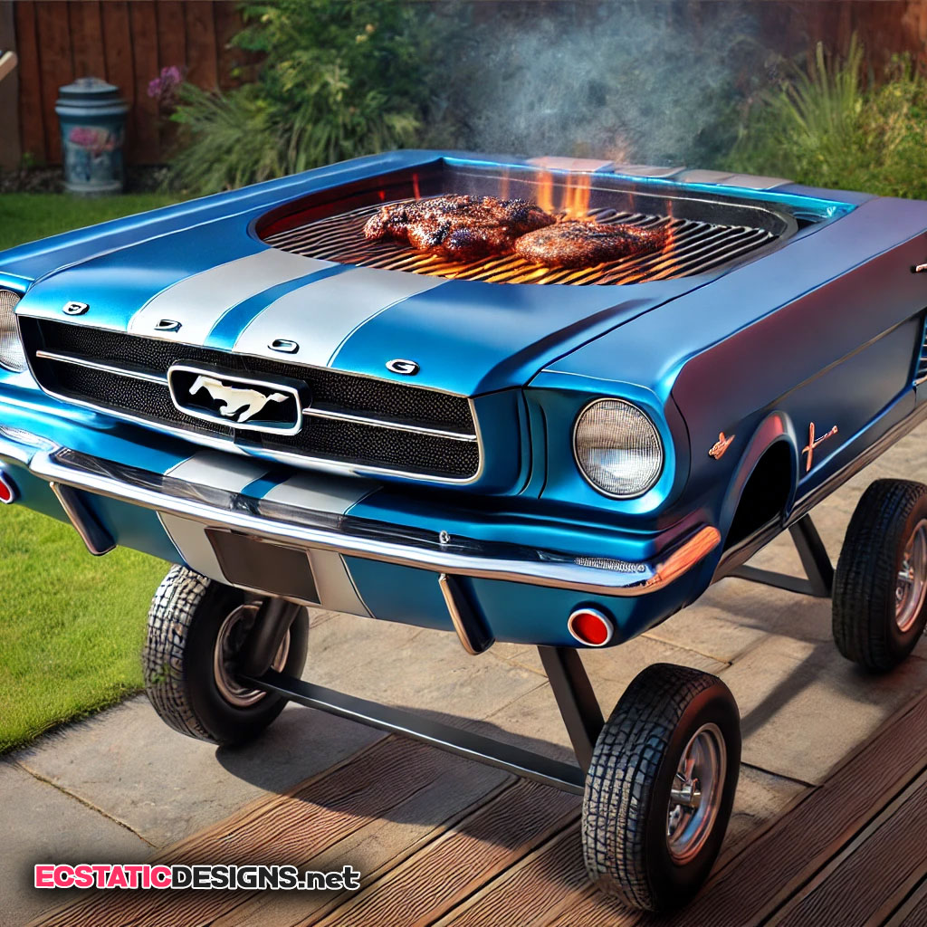 blue Ford Mustang BBQ