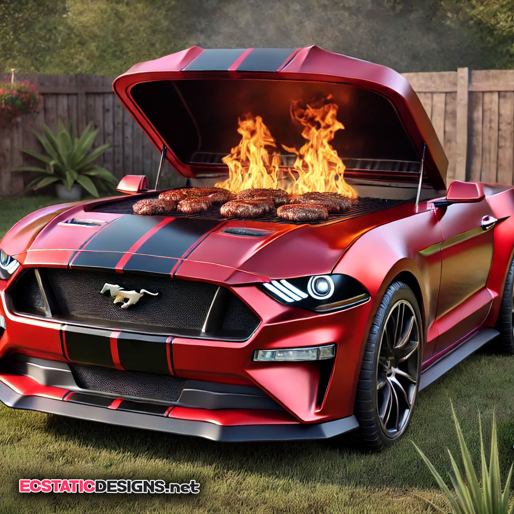 red Ford Mustang BBQ