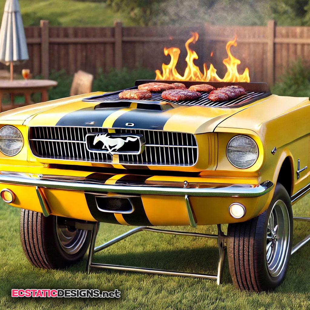 yellow Ford Mustang BBQ